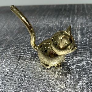 Gold cat trinket ring holder